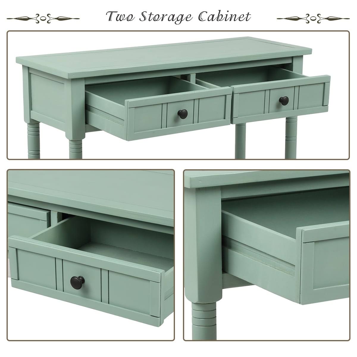 Espresso Two Drawer Console Table with Bottom Shelf E9632