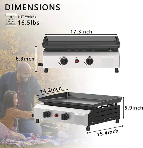 3 Burner Propane Gas Griddle with Side Shelves K29079