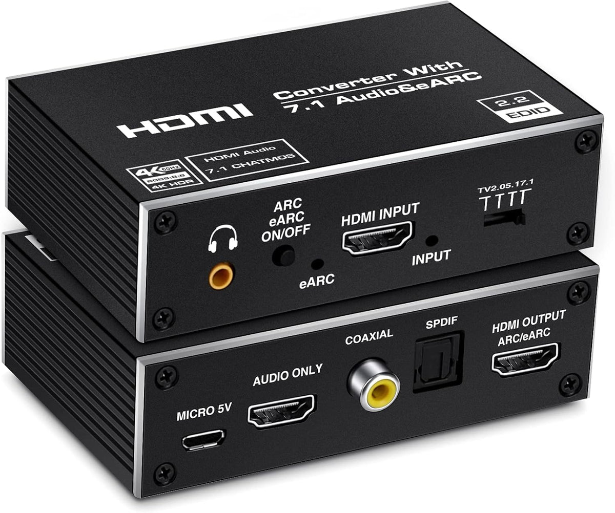4K@60Hz eARC HDMI Audio Extractor with 7.1CH Audio Out, Pack of 2 K834