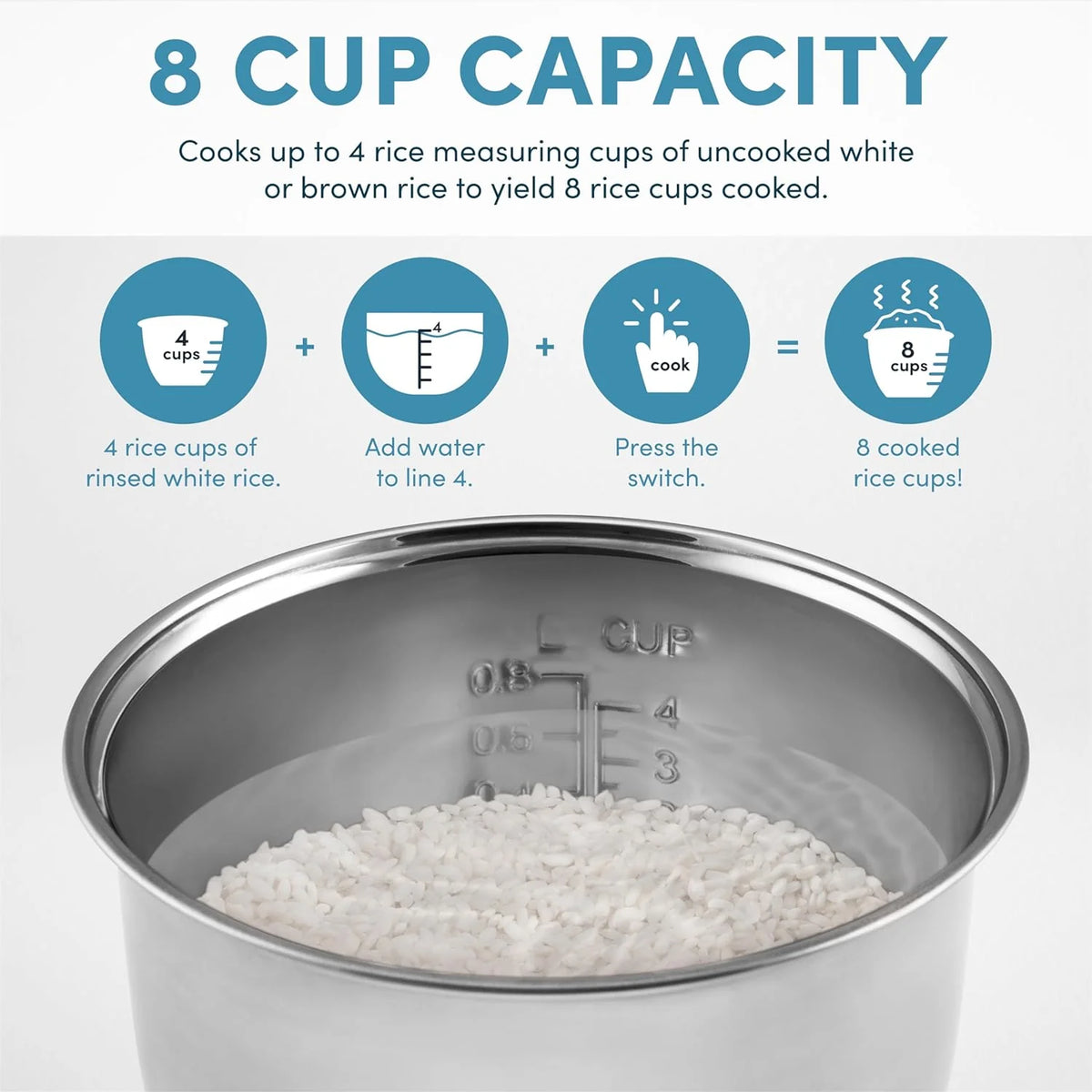 4 Cups Digital Rice Cooker with Stainless Steel Inner Pot L527