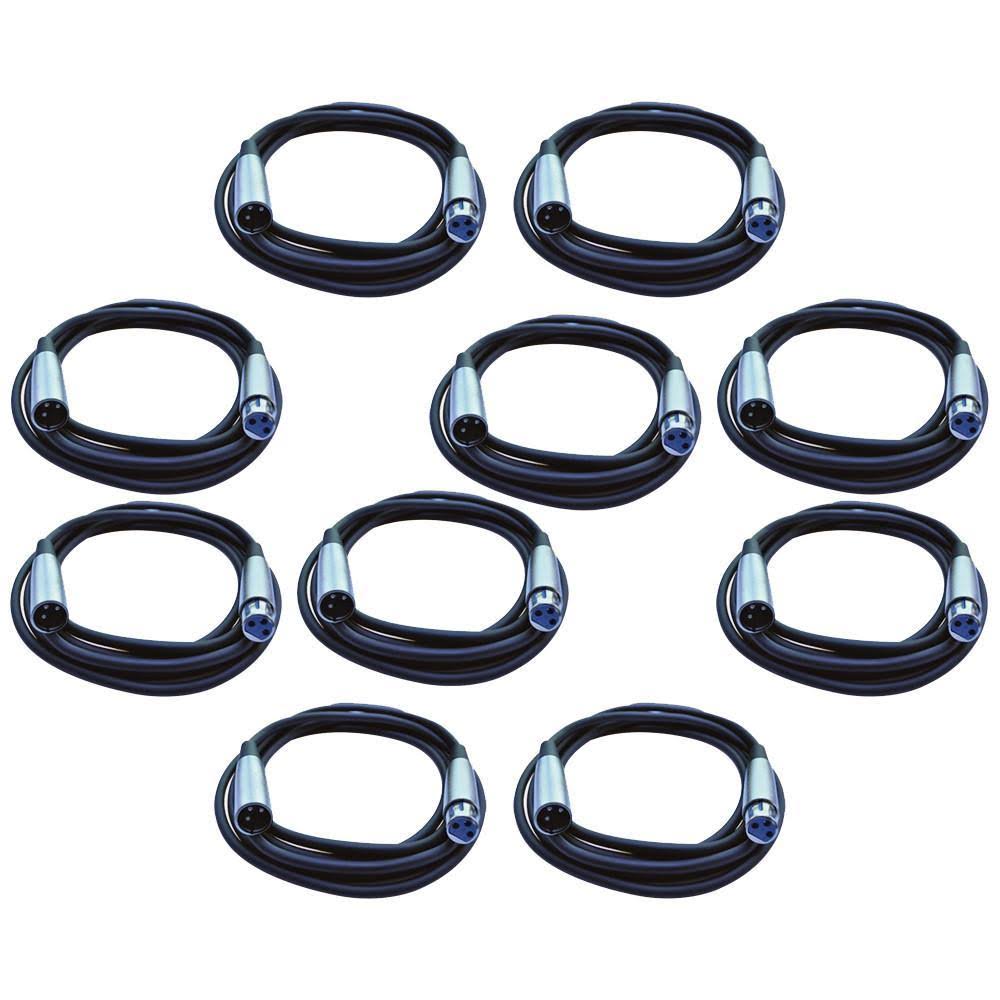10 Pack 10 Foot DMX Cables XLR 3 Pin N648540