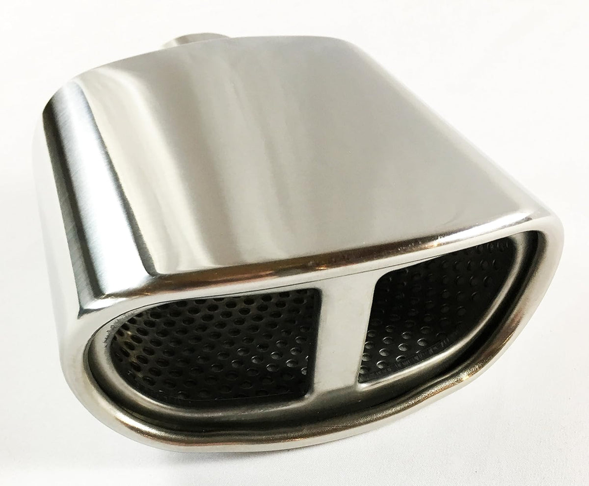 Double Wall Rolled Oval Split Stainless Steel Exhaust Tip Pack of 2 J416758