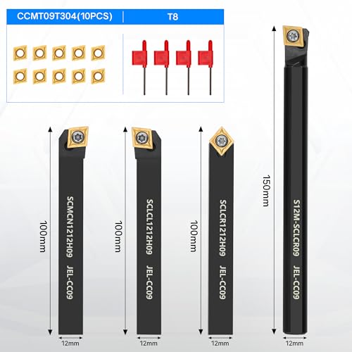 21Pcs 3/8'' 10mm Shank Carbide Turning Tool Set with 14Pcs Inserts H195