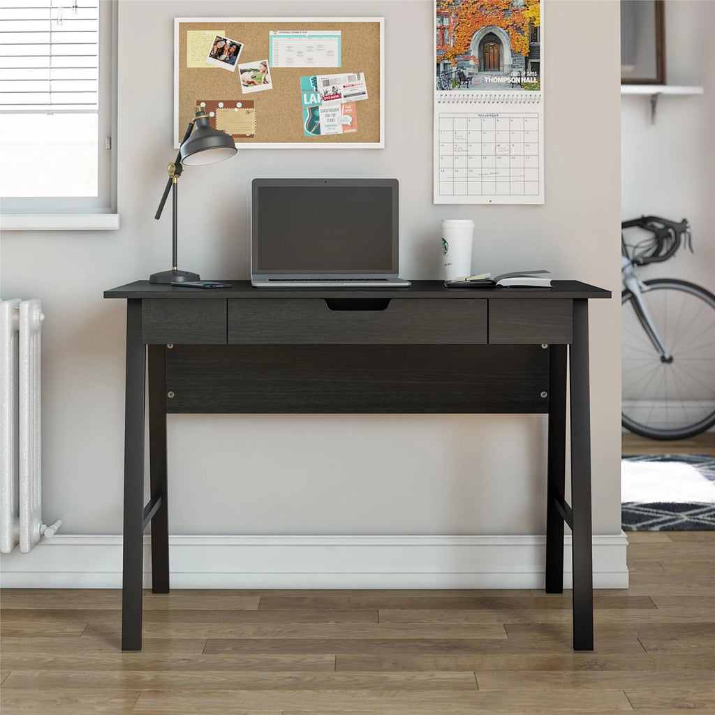 Black Oak Computer Desk with Drawer F5459