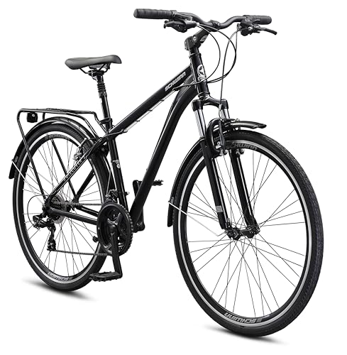 Adult Hybrid Bike 700c Wheels 21-Speeds Step-Through Frame Front Rear Fenders Rear Cargo Rack J34613