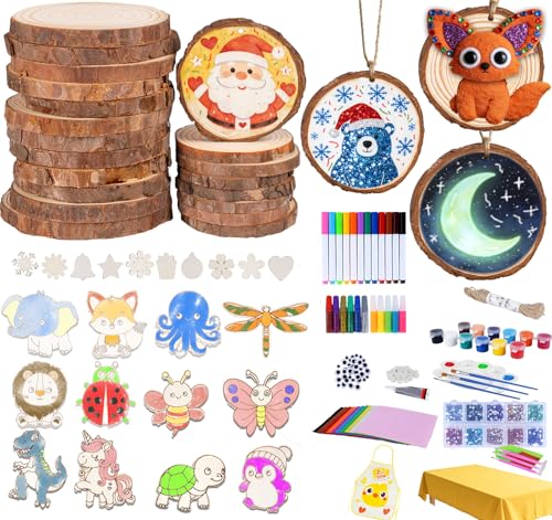 Unfinished Wooden Ornaments 30 Pcs K511