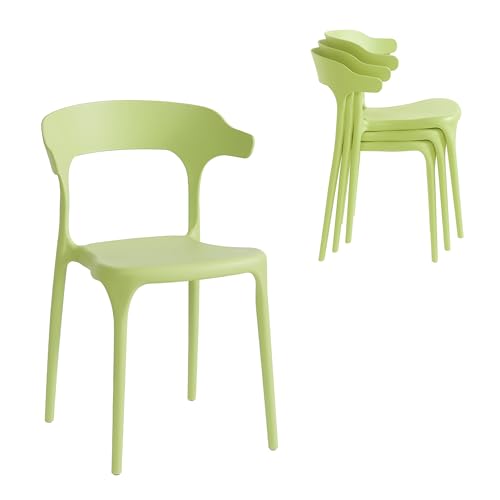 Stackable Plastic Dining Chair Set of 4 Charcoal Gray D5301