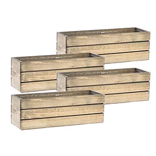 Wood Planter Box with Plastic Liner, 12x4 inch Rectangular O34797