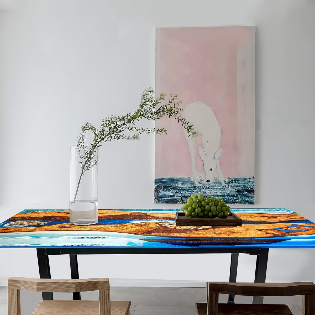 Blue Resin Wood River Dining Table A837657