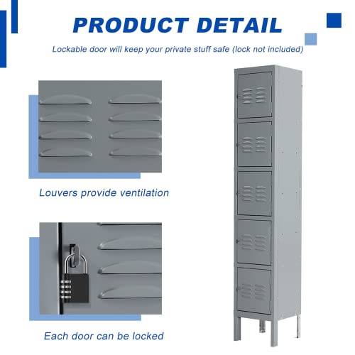 3-Tier Steel Locker 3 Doors Grey K868