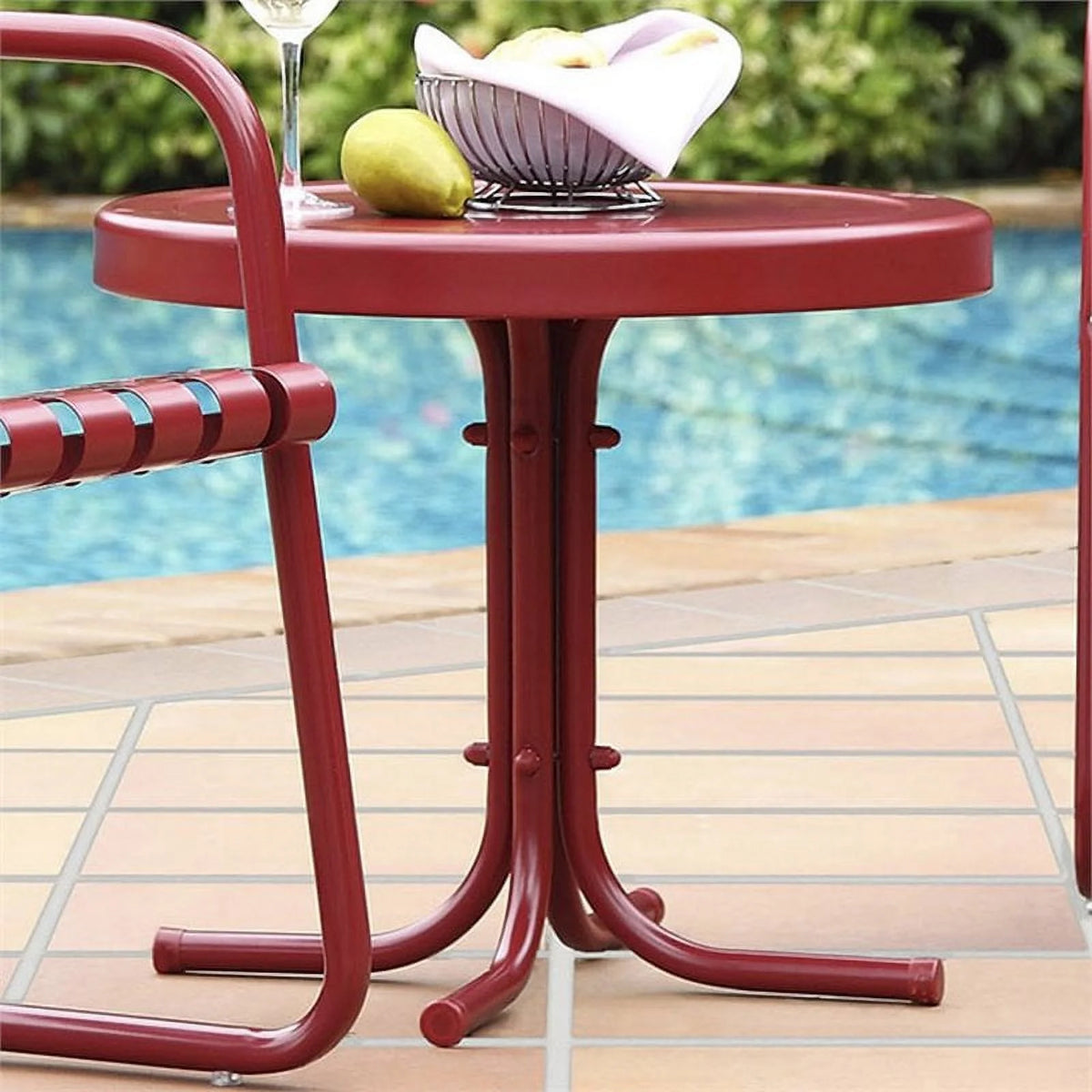 2 Piece Metal Patio End Table Set K9566