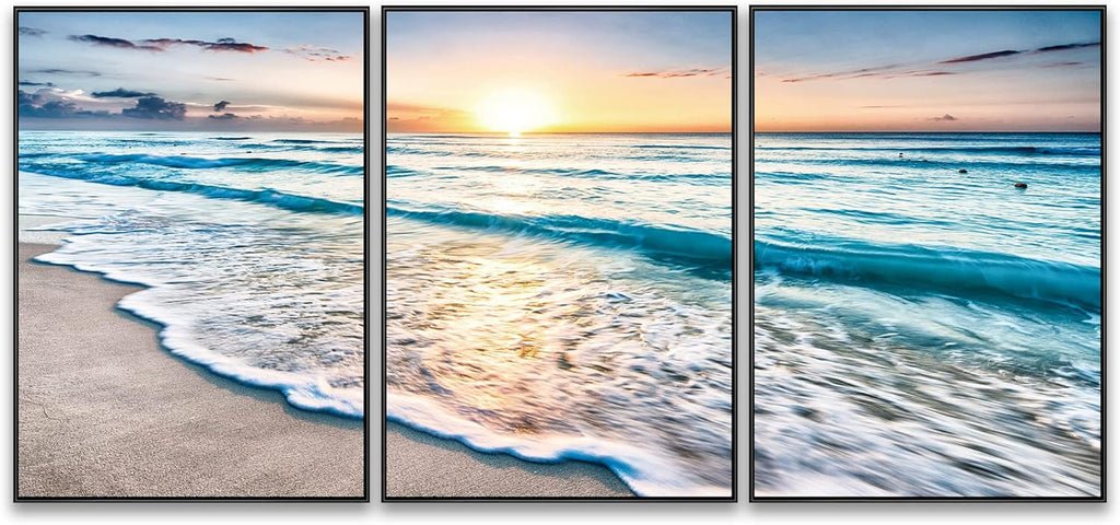 3 Pcs Framed 12x16 Beach Canvas Wall Art K5746