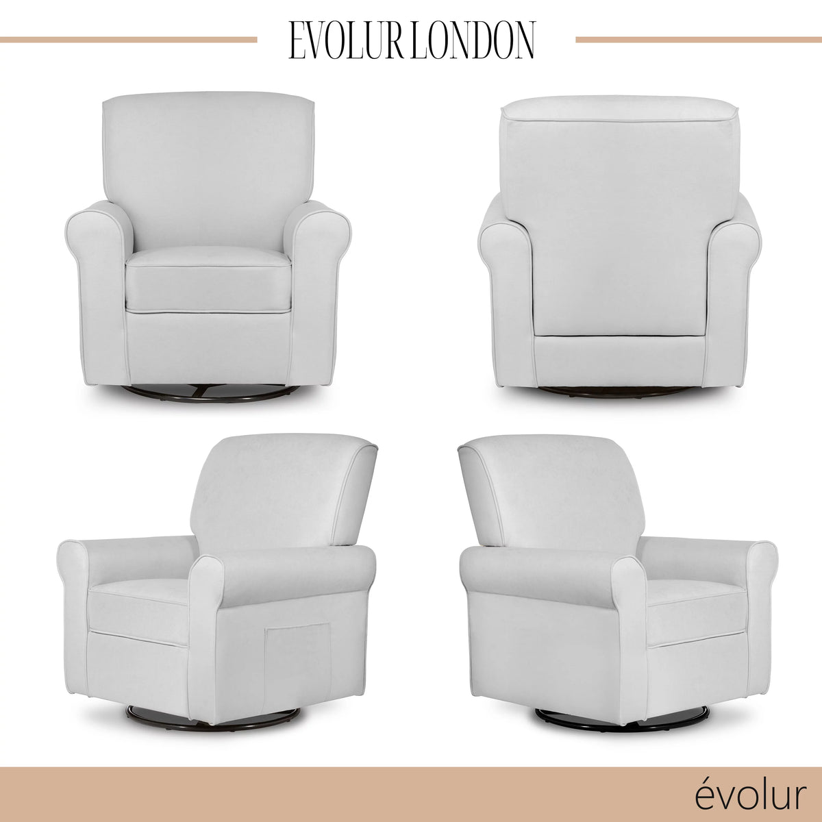 Gray Upholstered Swivel Glider G2570