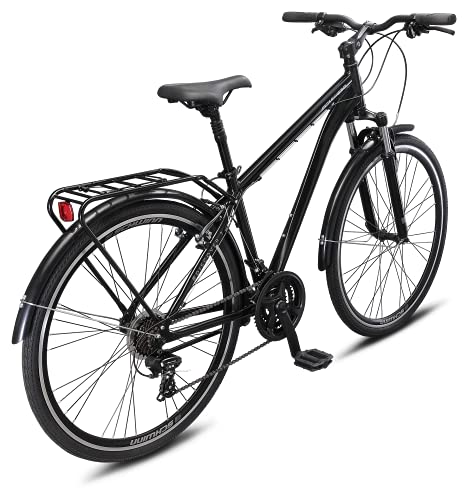 Adult Hybrid Bike 700c Wheels 21-Speeds Step-Through Frame Front Rear Fenders Rear Cargo Rack J34613