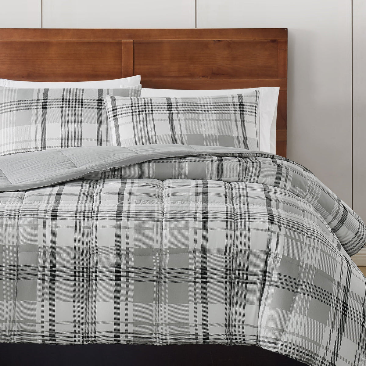 Grey 4-Piece Garment Washed Comforter Set S2181