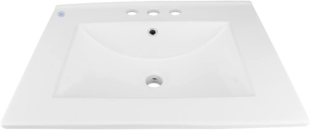 White Drop-in Rectangular Bathroom Sink with Overflow C431
