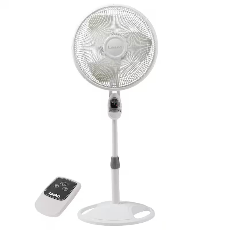 16 in. 3 Speed Oscillating Pedestal Fan with Remote Control in White I306507