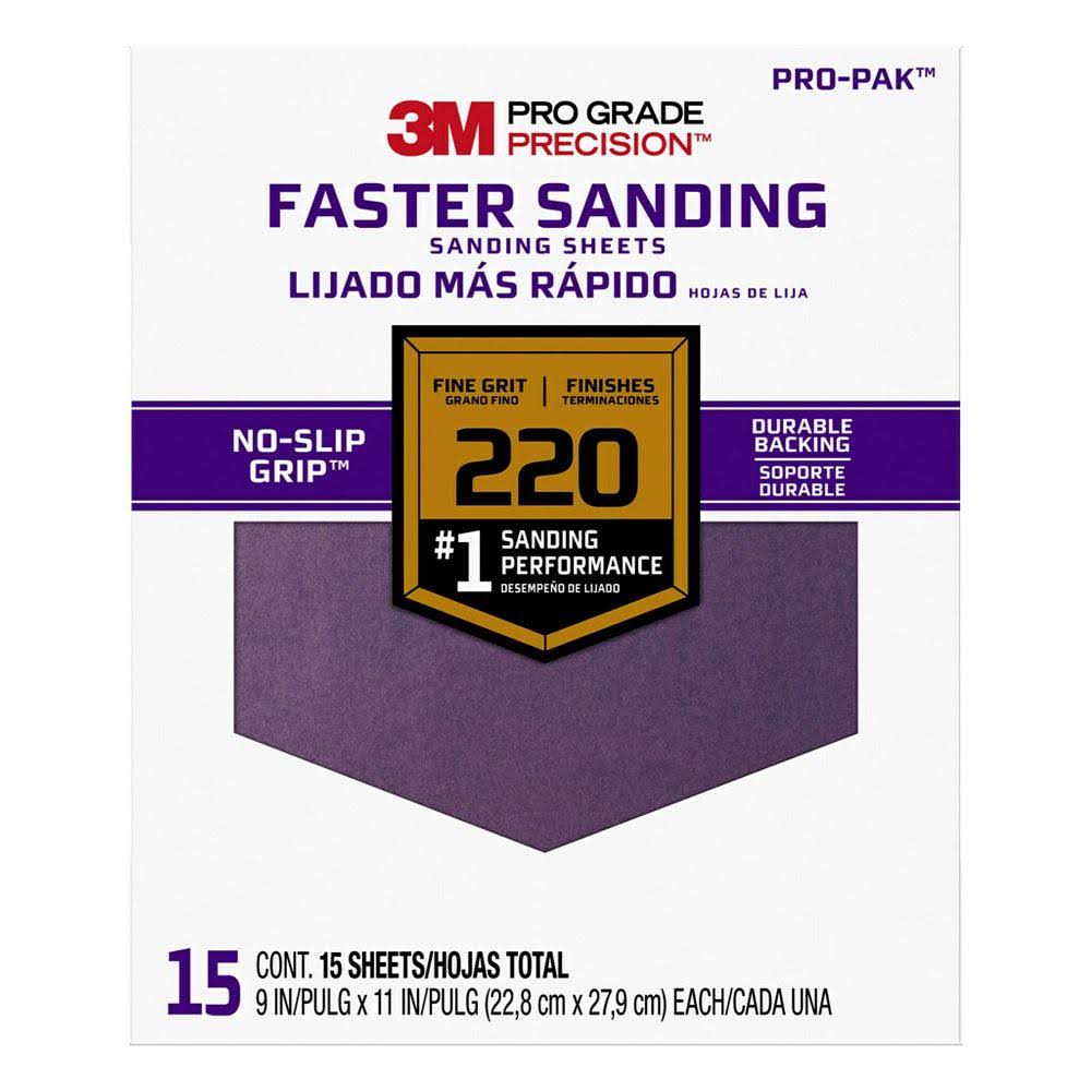 220 Grit Fine Sanding Sheets, 9 in. x 11 in., Case of 5 15-Packs X159045
