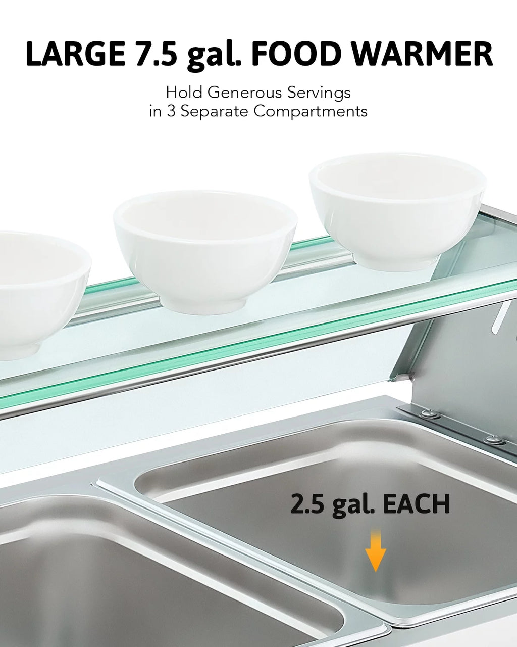 3 Pan Food Warmer Buffet Server with Glass Shelf S425371