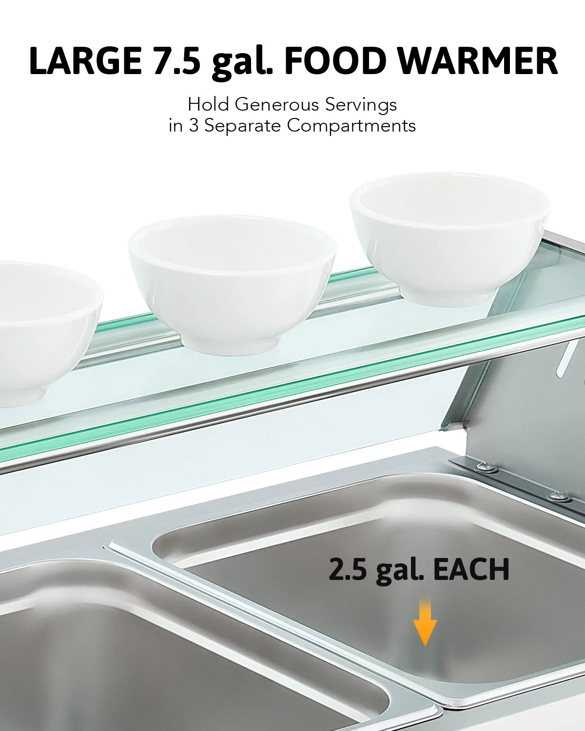 3 Pan Food Warmer Buffet Server with Glass Shelf S425371