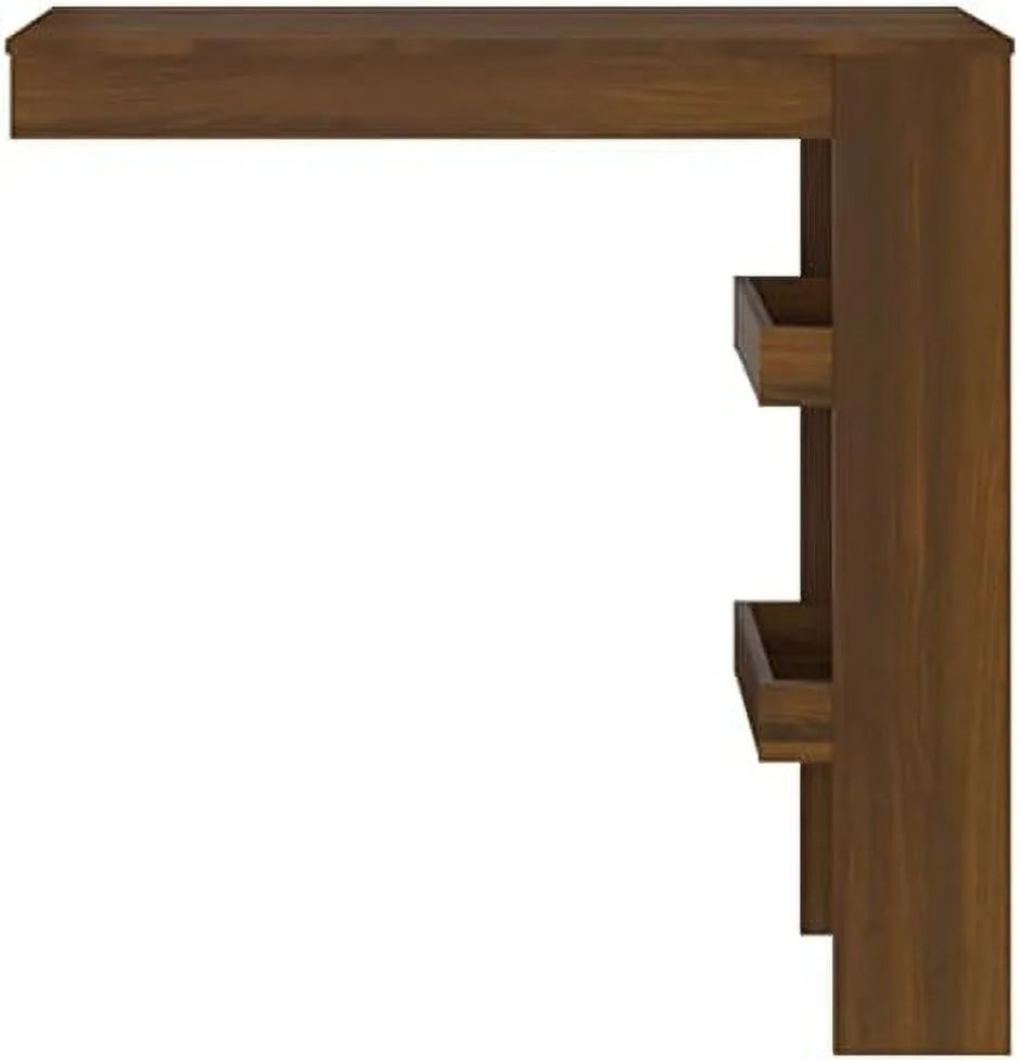Black Engineered Wood Wall Table with Compartments E368