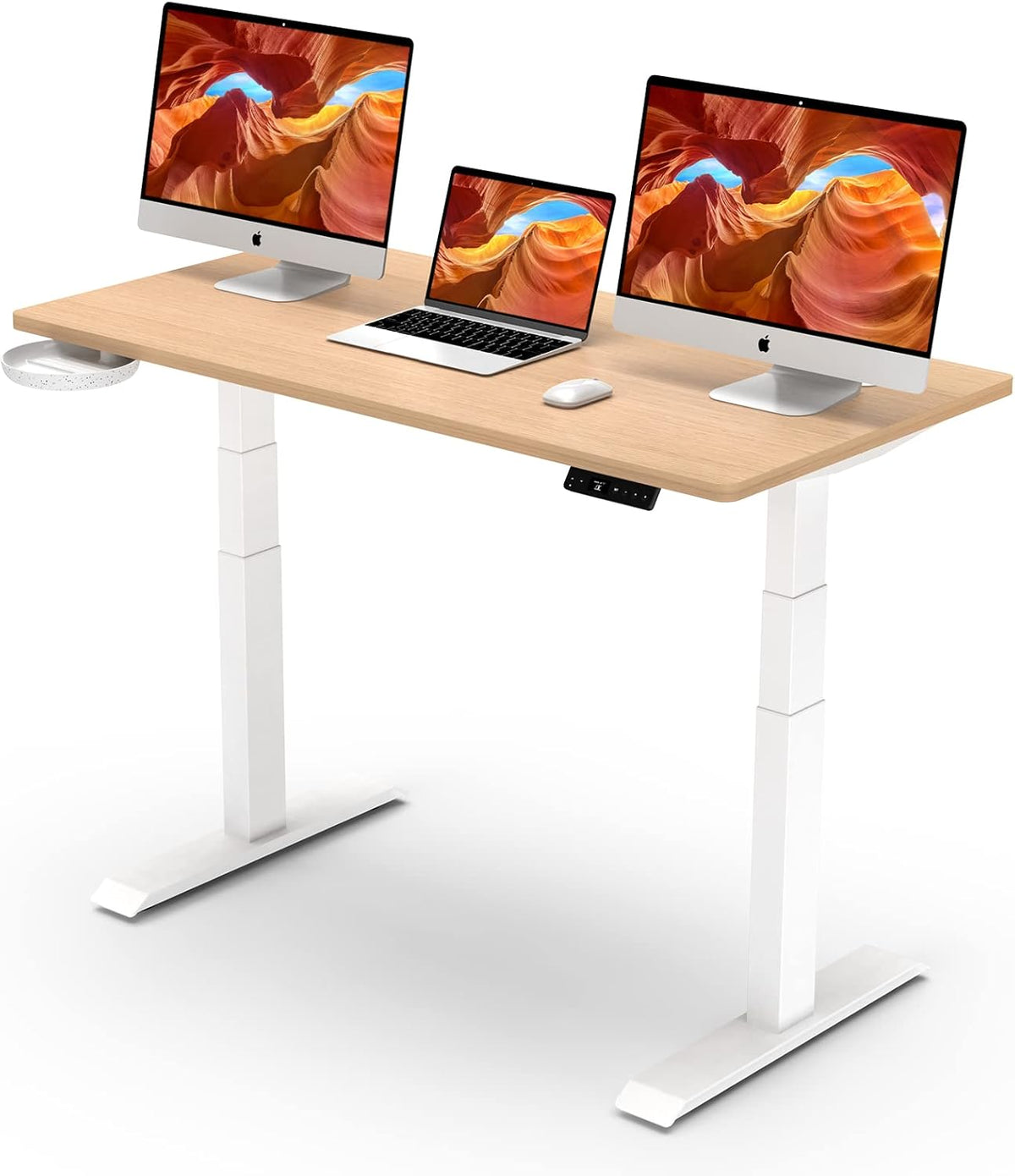 Dual Motor Electric Standing Desk, 48x24, 3-Stage Adjustable Height, White H76639