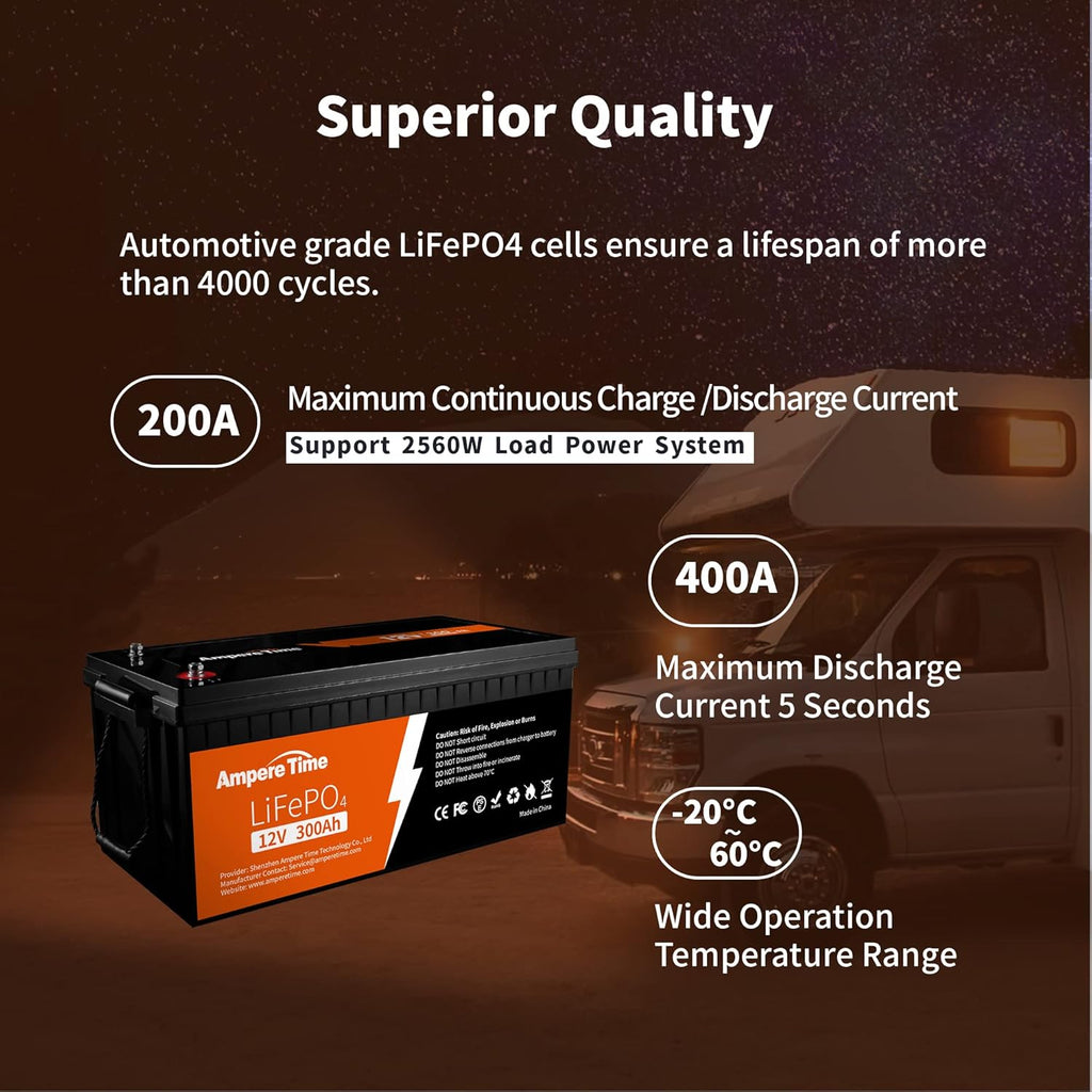12V 300Ah Lithium LiFePO4 Battery with 200A BMS Y3873