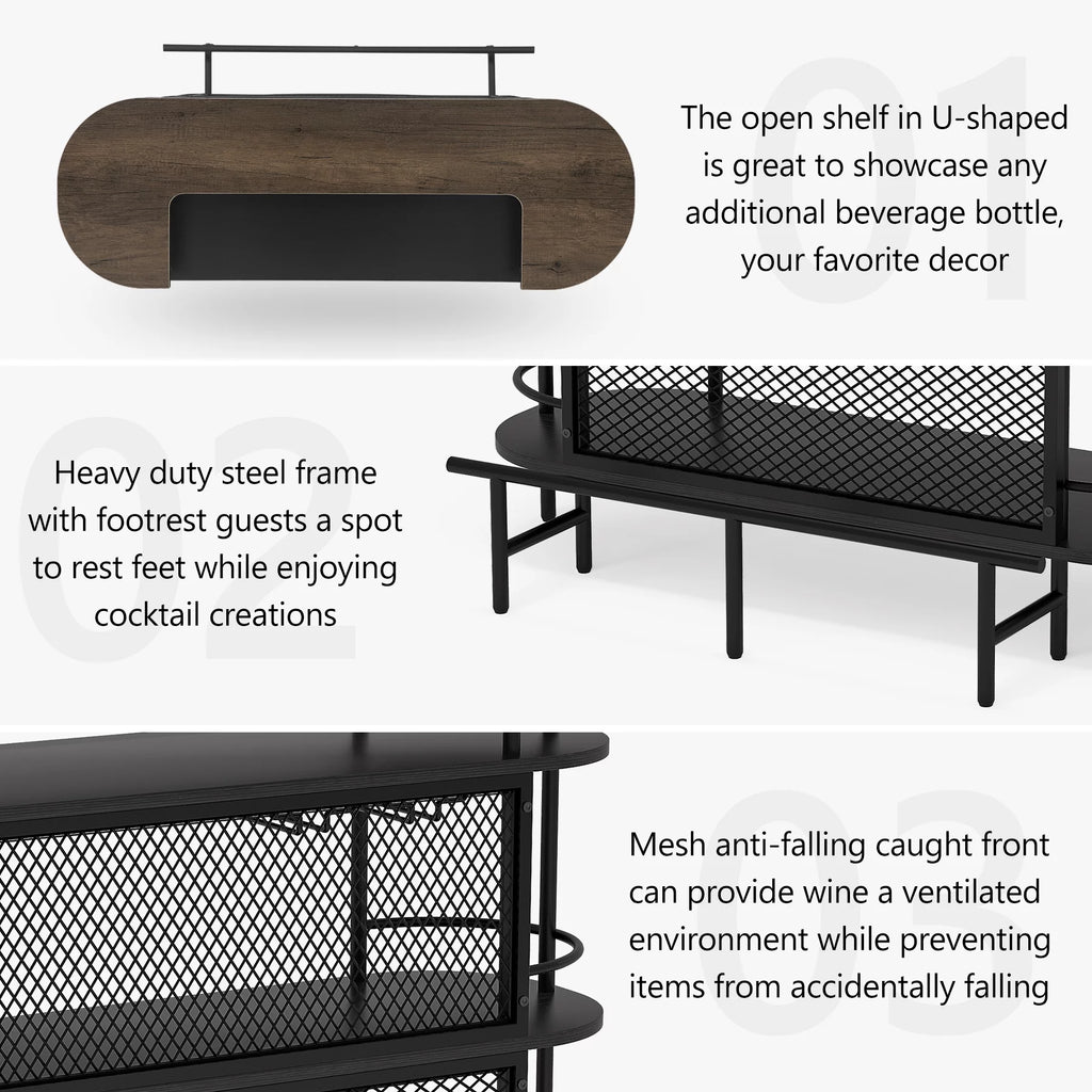 4 Tier Bar Cabinet with Storage Shelves and Footrest K561439