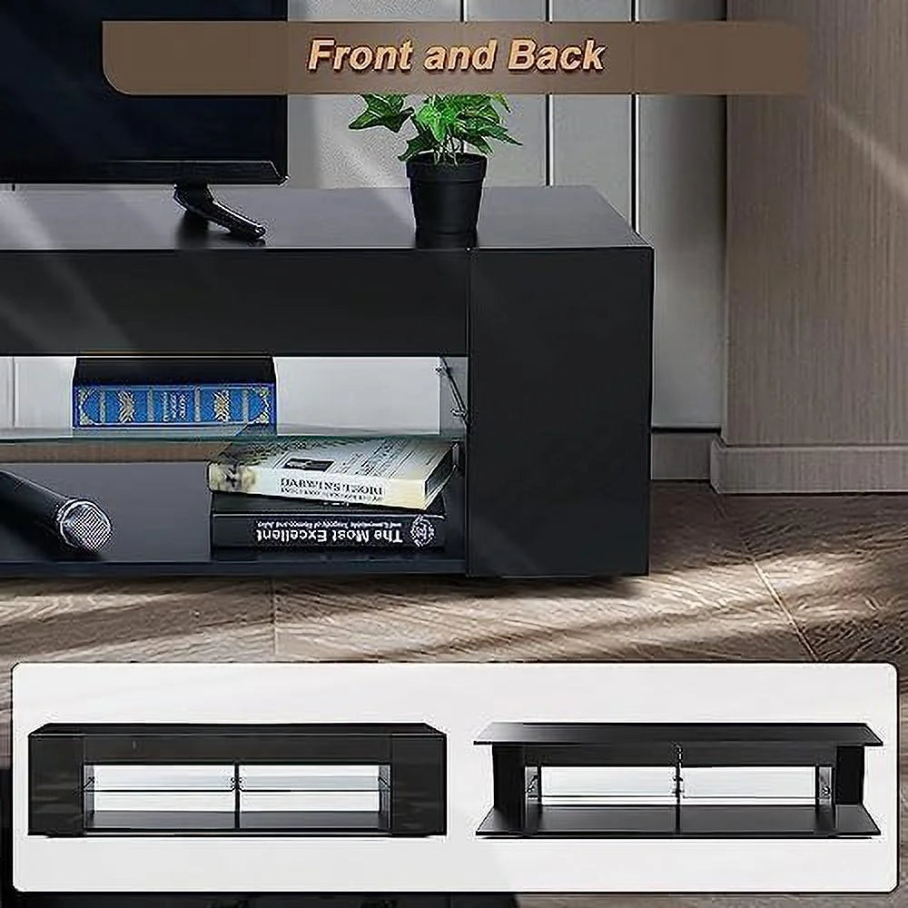 57 Inch LED TV Stand with Glass Shelves U352