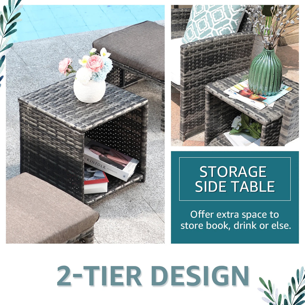 Patio Chairs Chat Set with Ottoman Coffee Table and Pillows K839529