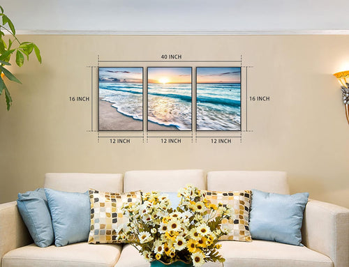 3 Pcs Framed 12x16 Beach Canvas Wall Art K5746