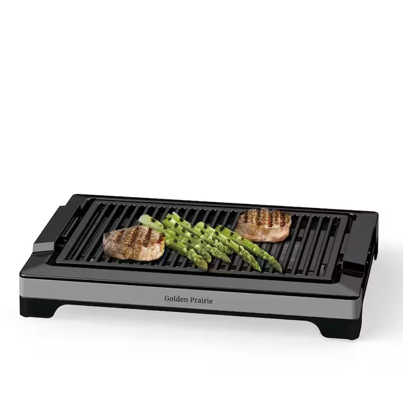 Electric Grill, 14.76 x 9.84 in. Nonstick, Dishwasher Safe, Black I21097