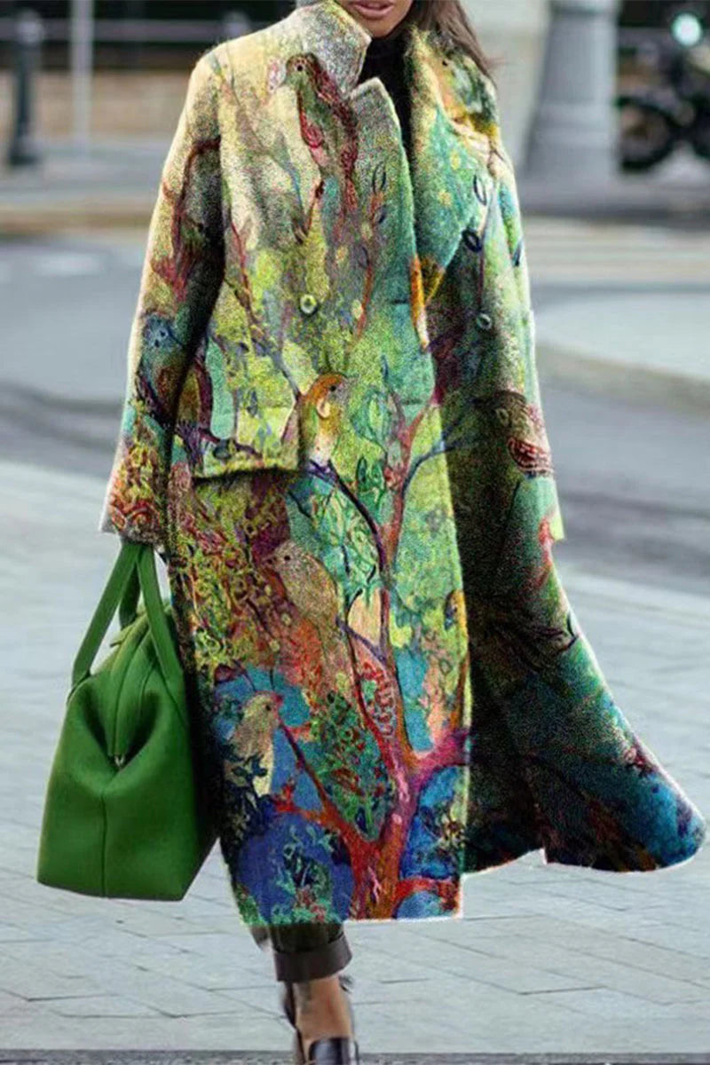 Print Patchwork Turn-back Collar Outerwear C5720