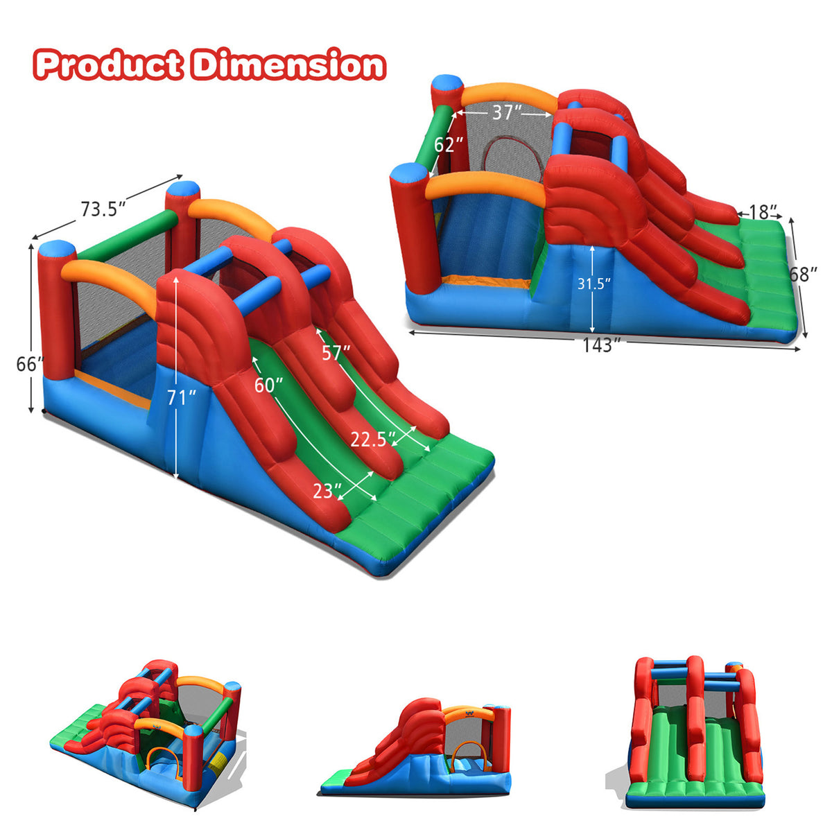 Inflatable Double Slide Bounce House with Blower G82393