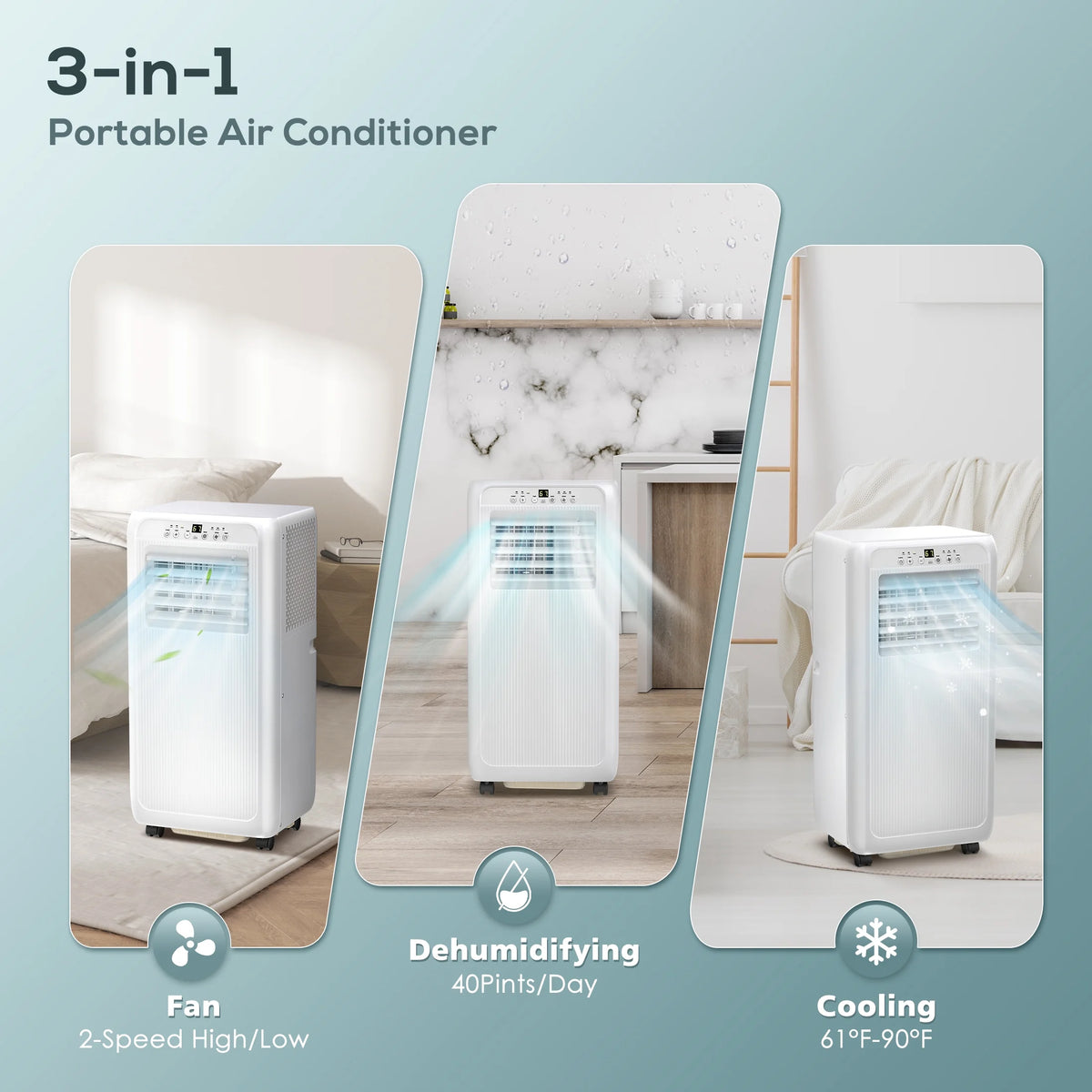 6000BTU Portable Air Conditioners 3-in-1 with Dehumidifier Fan E94113