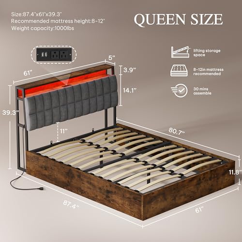 Black Queen Size PU Leather Upholstered Storage Platform Bed T906