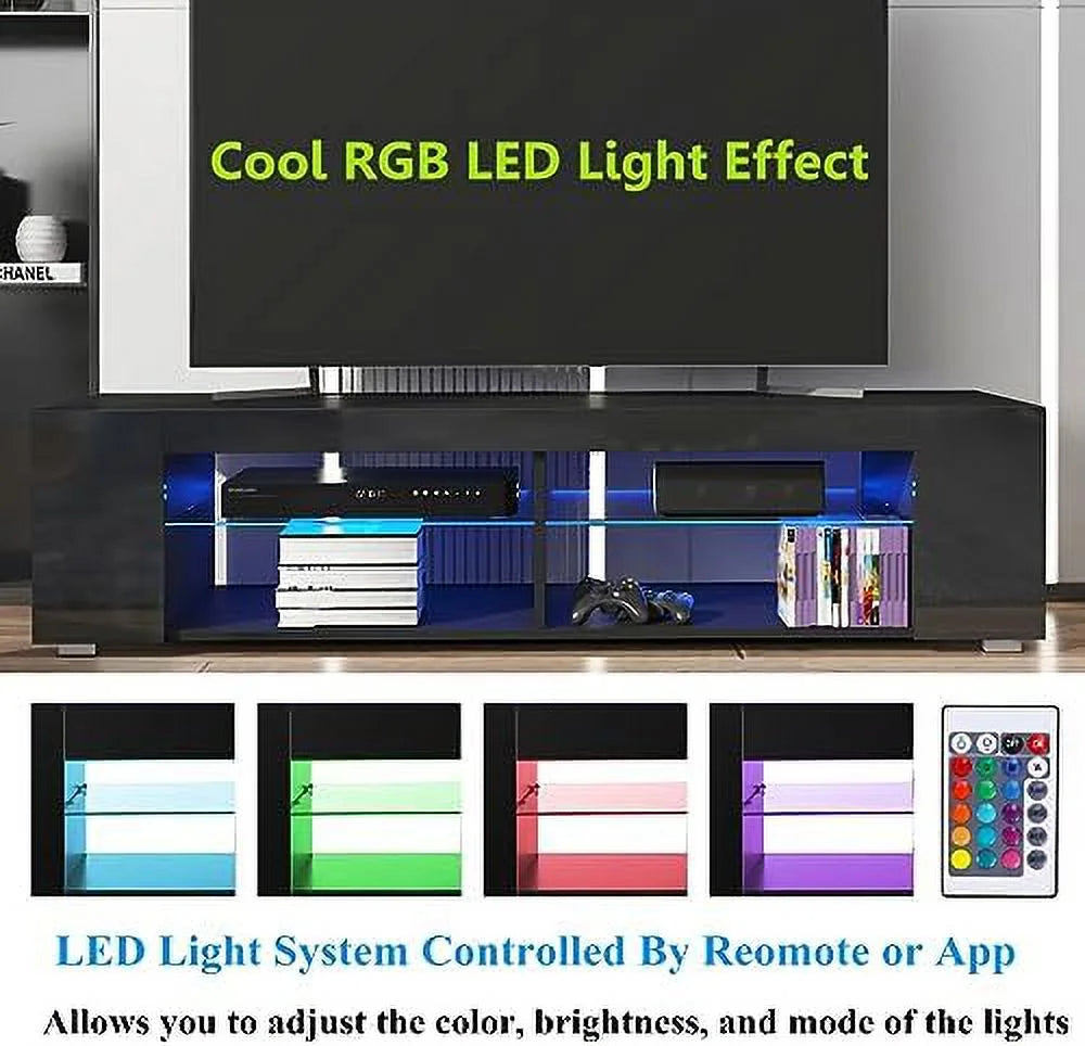 57 Inch LED TV Stand with Glass Shelves U352