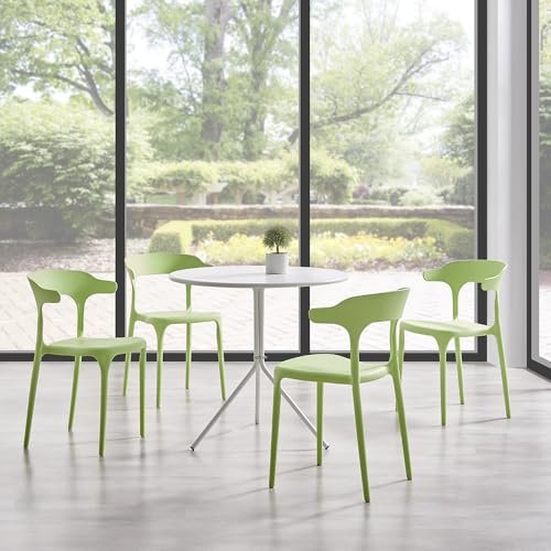 Stackable Plastic Dining Chair Set of 4 Charcoal Gray D5301