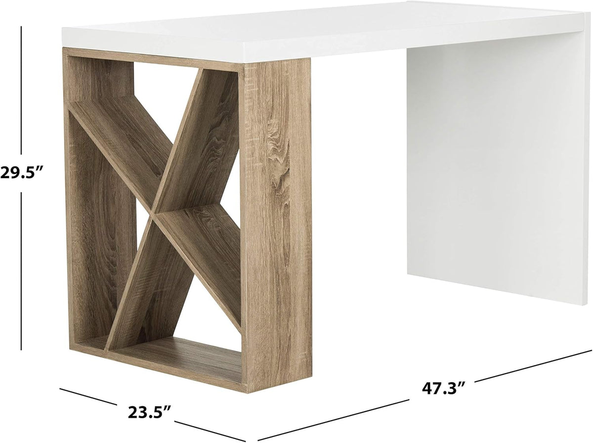 White Lacquer and Oak Desk G385