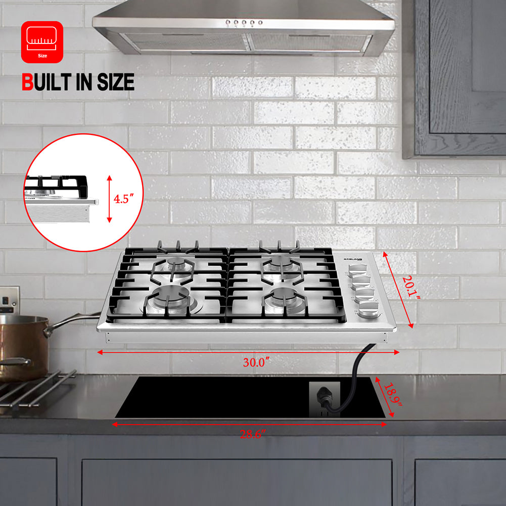 Stainless Steel 4-Burner Gas Cooktop C6368