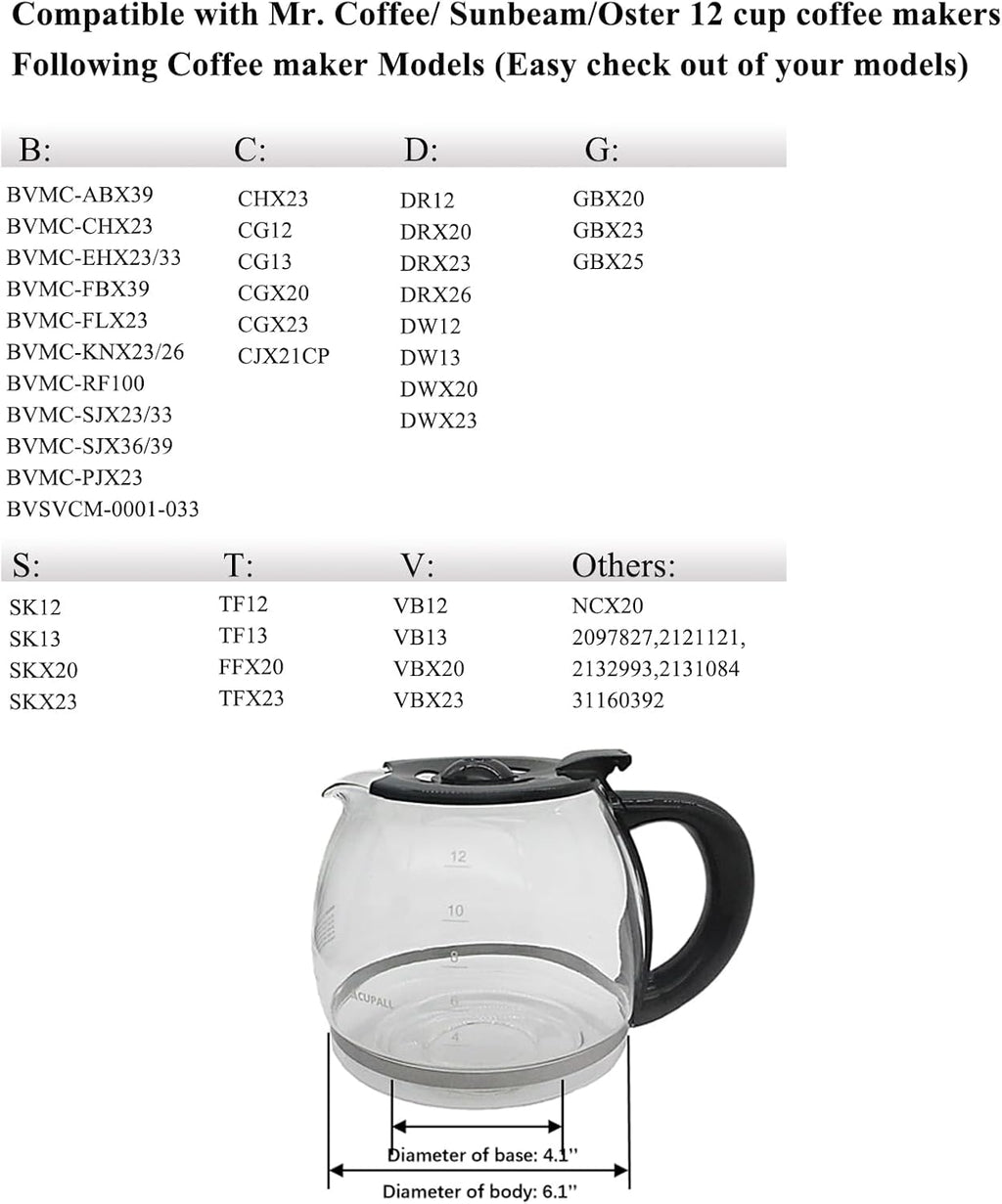 12-CUP Glass Carafe Black Handle X41339