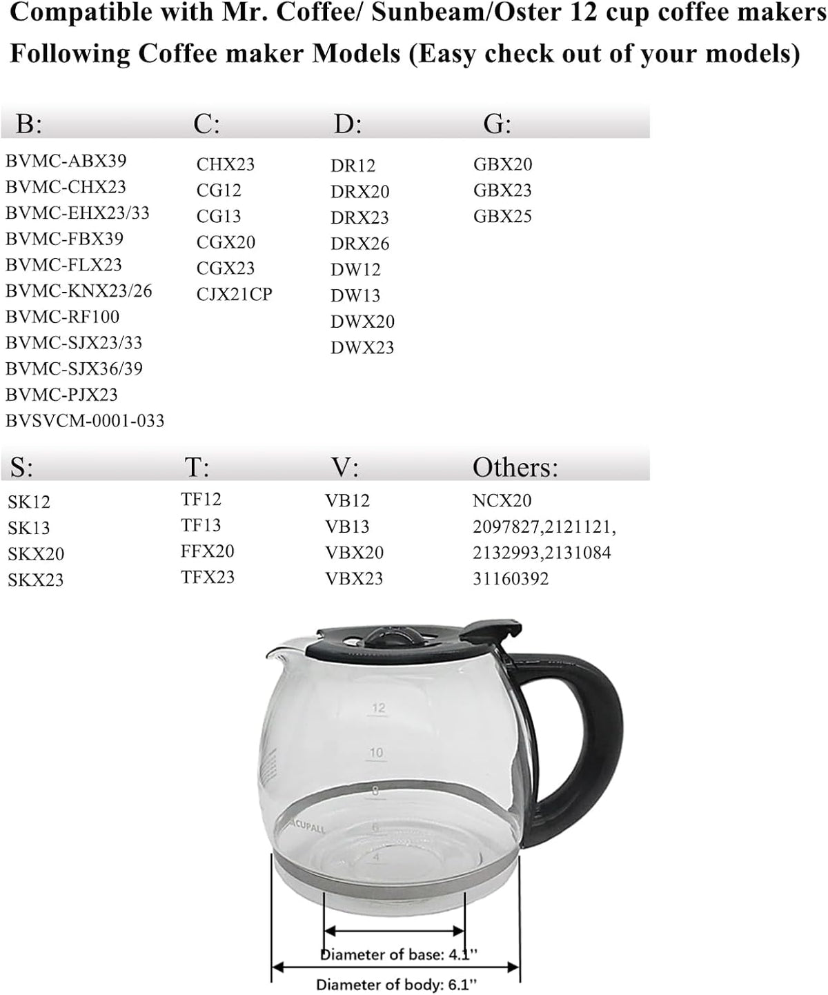 12-CUP Glass Carafe Black Handle X41339