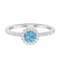 10K White Gold Aquamarine Ring with Diamond Halo D10503