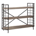 Brown and Black Wood and Metal Bookcase with 3 Open Shelves O996