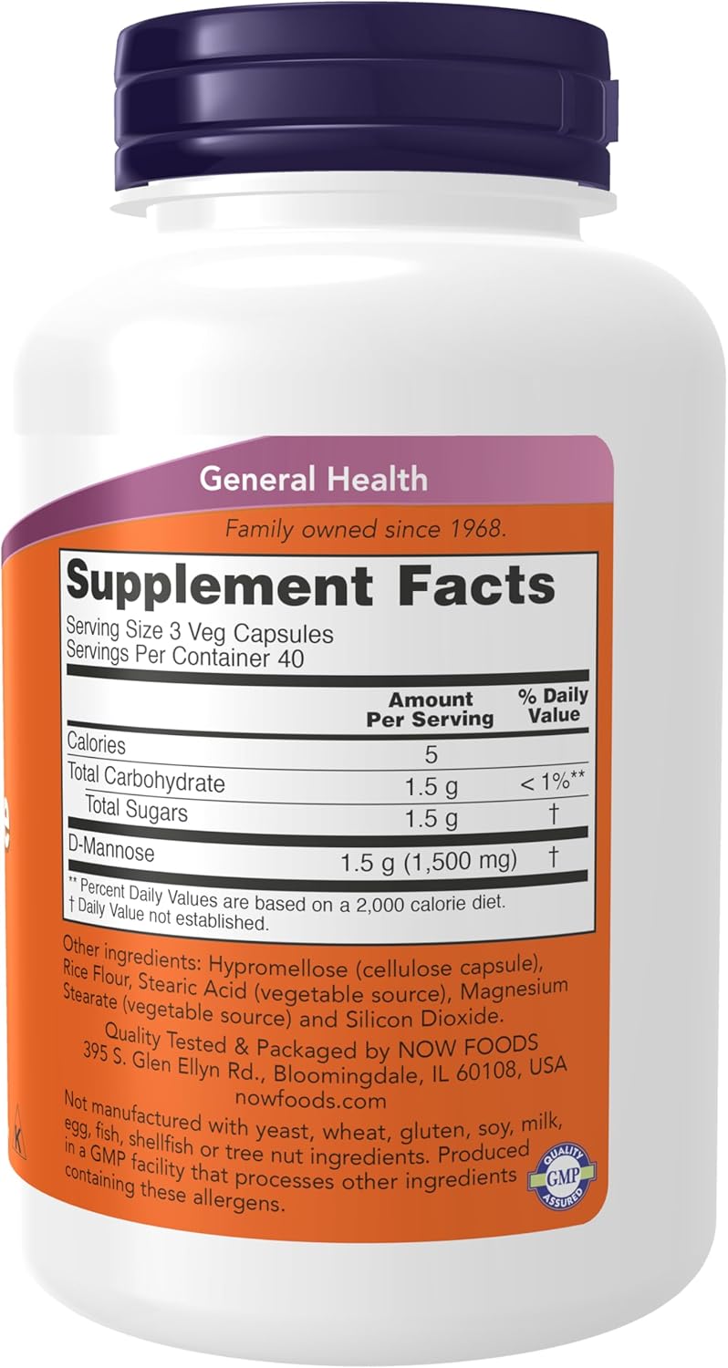 D-Mannose 500 mg, 120 Veg Capsules F9066