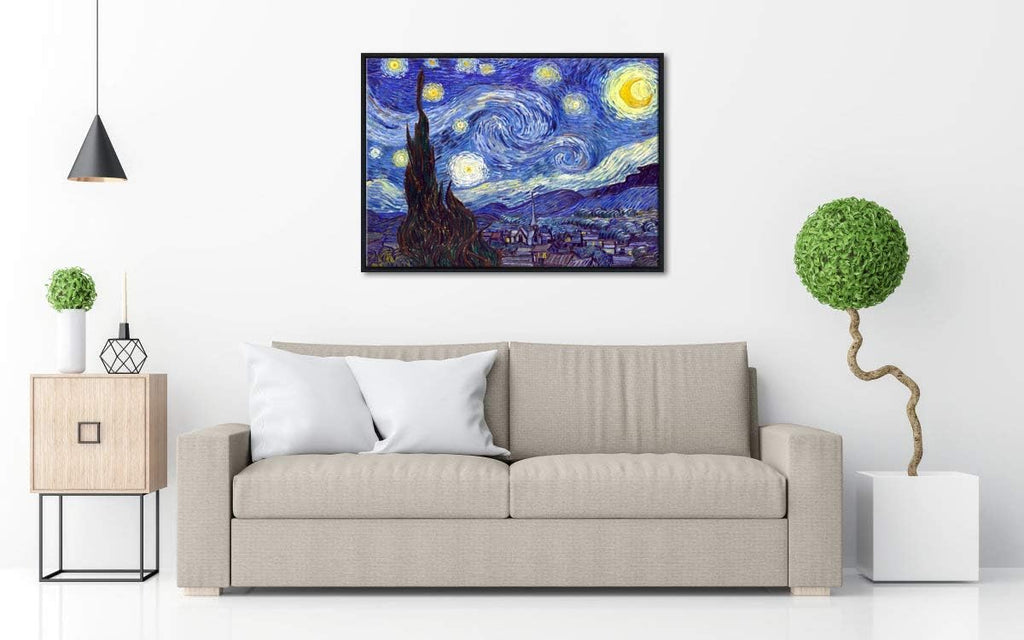 Framed Wall Art Canvas Prints of Starry Night Paintings Reproduction Black Frame Z472