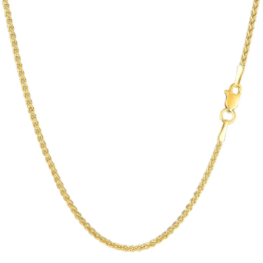 14K Yellow Gold 1.5MM Round Wheat Link Pendant Necklace Chain 16" - 30" D85931