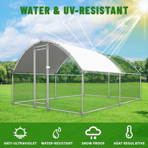 Large Metal Walk-in Chicken Coop with Anti-UV Cover Y915124