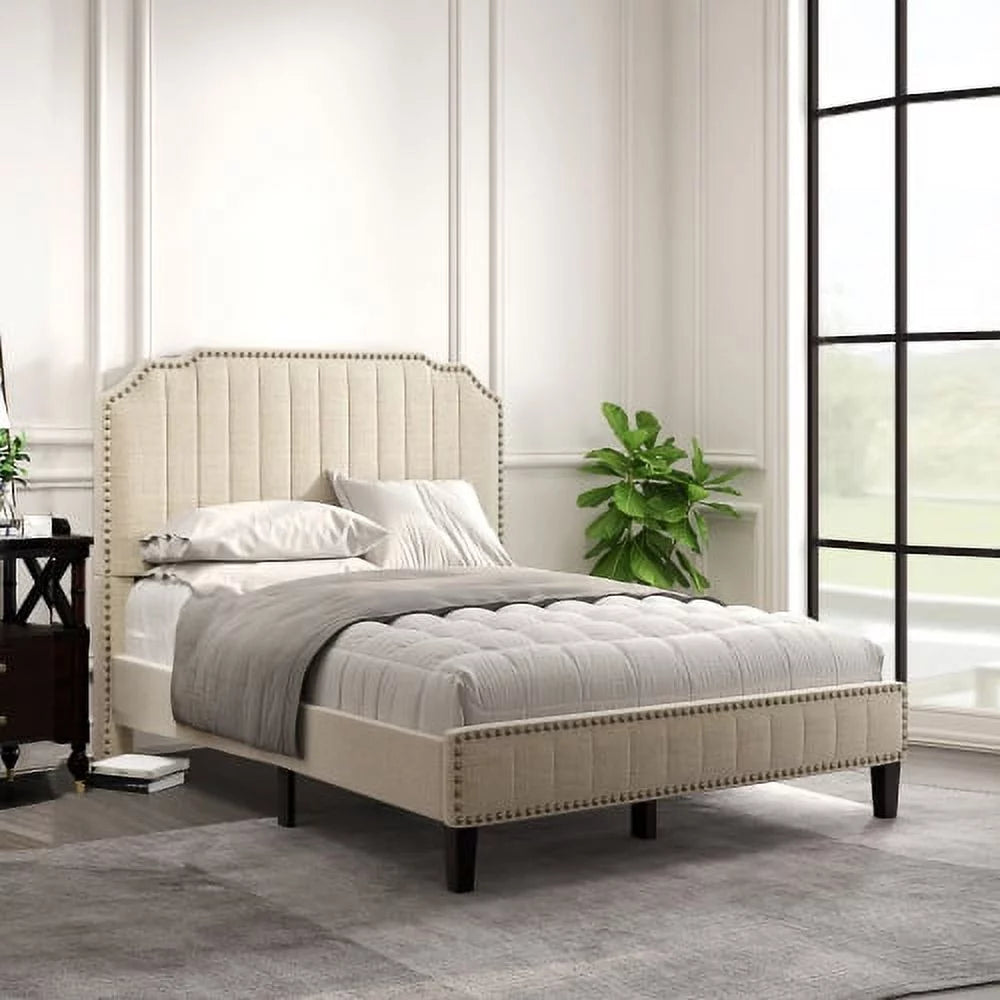 Upholstered Platform Bed with Headboard S559