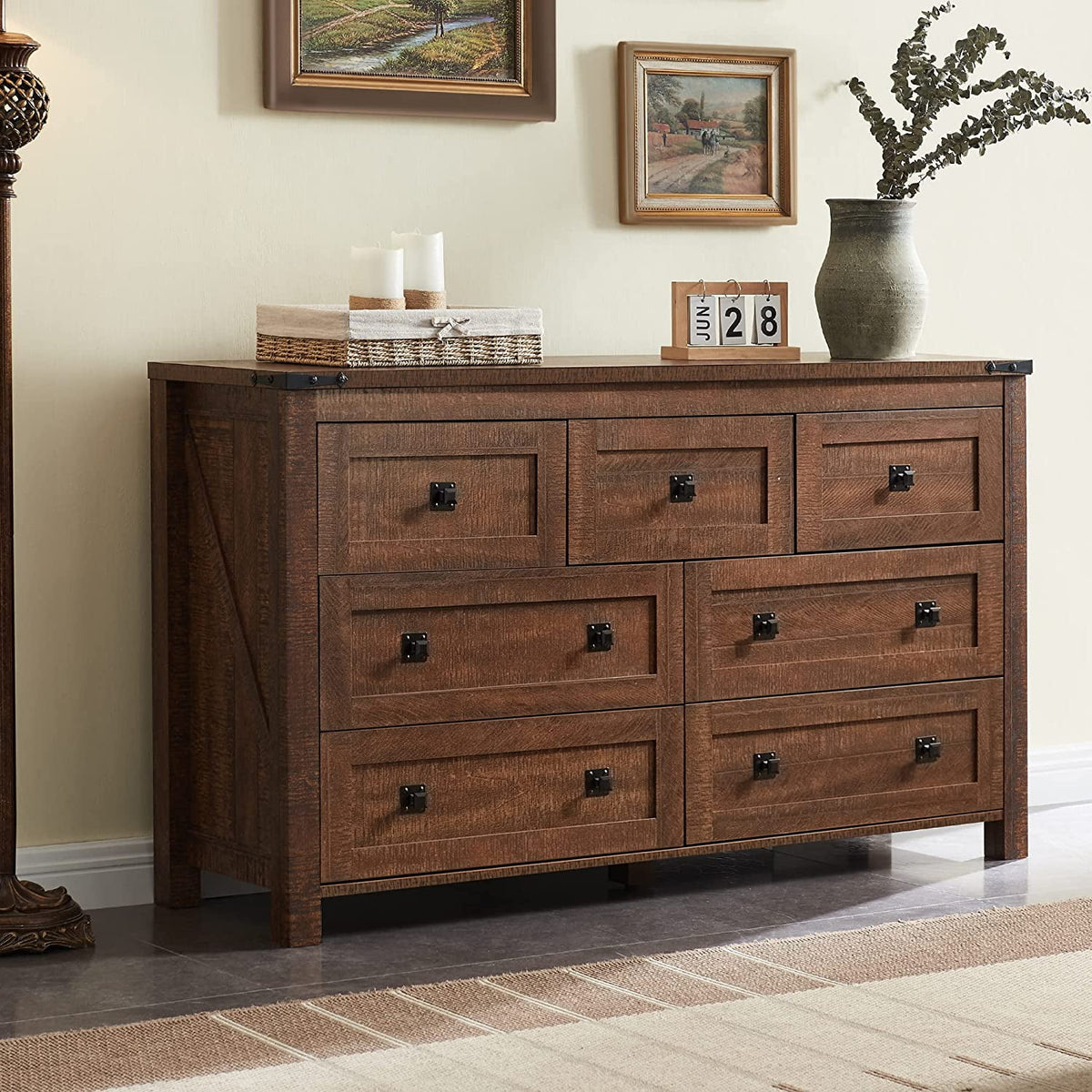 Wood 7 Drawers Dresser Storage Cabinet M75397